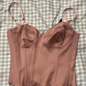 Aritzia Pink Satin Bustier Top